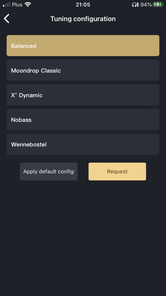 Moondrop Nekocake - Software, panel korektora