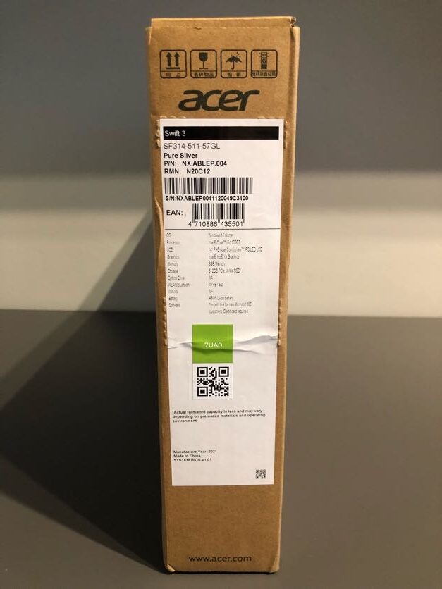 Acer Swift 3 - Opakowanie, pierwszy bok