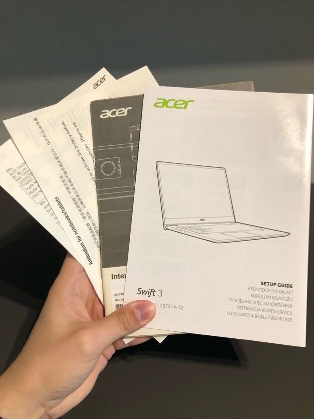Acer Swift 3 - Opakowanie, papierologia
