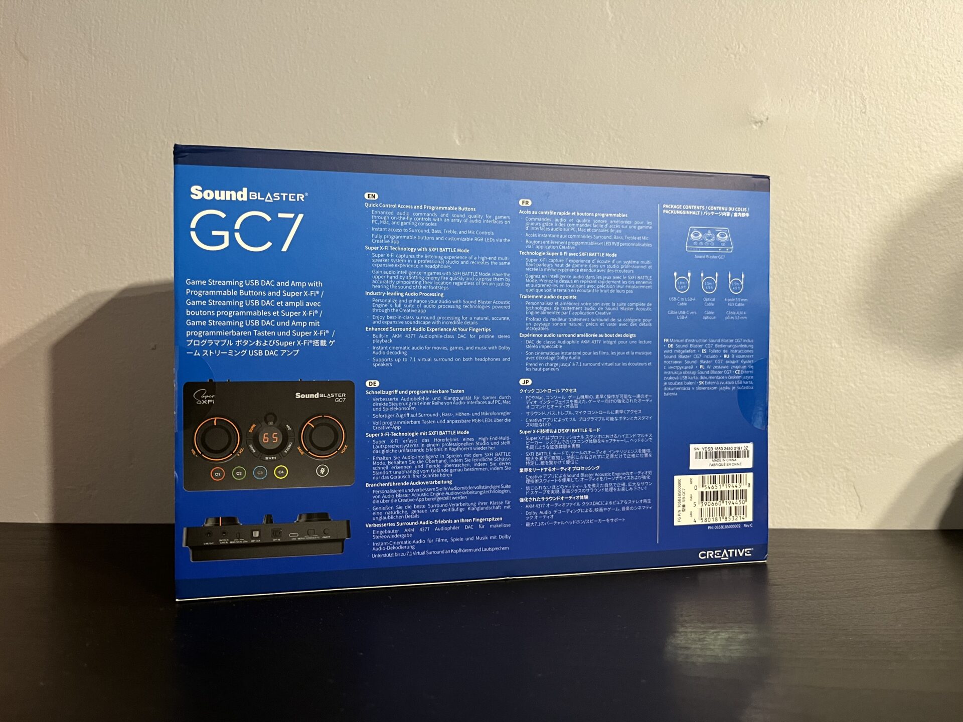 Sound Blaster GC7 Opakowanie Tył